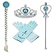 e-supao Princess Elsa Dress up Snow Queen Costume Disney 4 Pieces Crown Wig Wand Gloves