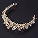 Crystal Rhinestone Crown Gold Tiara for Women Pearl Flower Bridesmaid Hair Accessories