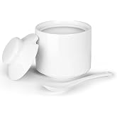 HAOTOP 12oz Sugar Bowl With Lid And Spoon,Ceramic Sugar Jar Sugar