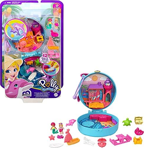Polly Pocket Compact Playset, Dolphin Beach with Micro Polly