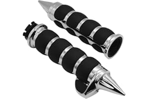 HADAXT Motorcycle Hand Grips 1 inch 25mm Universal Non-Slip Handlebar Throttle Grips Black Chrome for Harley Davidson Street Glide Sportster 883 Road King Dyna Electra Glide Softail Fatboy