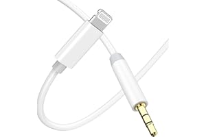 ELECTRICME Apple MFi Certified Aux Cord for iPhone, 3.3FT Lightning to 3.5mm Headphone Jack AUX Audio Adapter Male Car Stereo Cable for iPhone 14 13 12 11 XS XR X 8 7 to Car Home Stereo/Headphone/Speaker, White