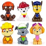 Nickelodeon Paw Patrol Mini Figurine/Cake Toppers ~ set of 6 Rocky, Zuma, Skye, Rubble, Marshall & Chase