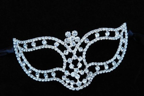 Mysterious Laser Cut Venetian Swan Impression Masquerade Mask for Mardi Gras Or Halloween - Decorated with Intricate Gem Crystals