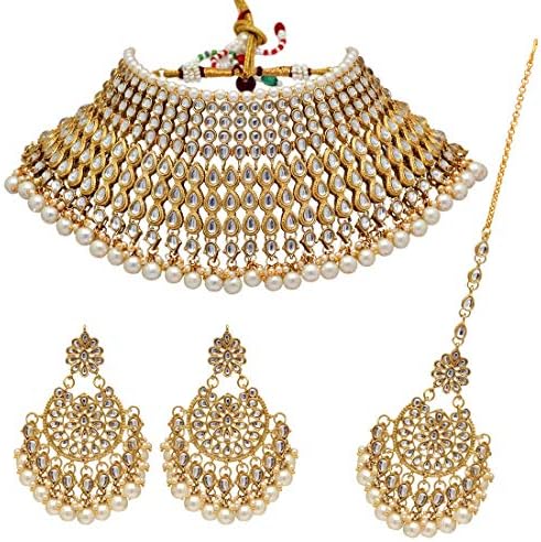 Jaipur Mart Alloy Metal Gold Plated Kundan Necklace Set for Women/Girls (KN221$P)