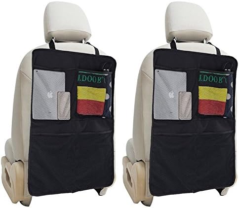 Besula Car Back Seat Protectors – 2 Large Mats With 4 Large Organizer Pockets Each – 2 Pieces in The Pack - Keep Your Back Seat Clean And Store Your Kids Toys And Snacks Simultaneously
