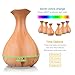 Tenswall Aromatherapy Essential Oil Diffuser,Yellow Wood Grain Whisper Quiet Cool Mist 400ml Vase Shape Ultrasonic Aroma Diffuser Humidifier with 4 Timer Setting and 7 LED lights Changing for Spa Baby