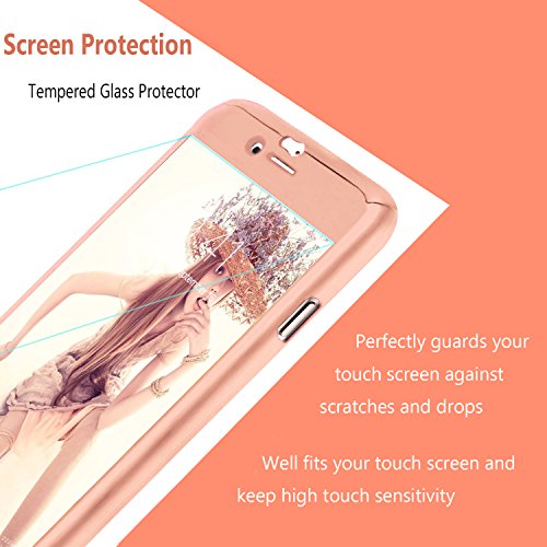 iPhone 6 Case, DecaStars [Ultra-thin Series] 2-in-1 Full-body Protective Back Cover [Slim Fit] with Tempered Glass Screen Protector for Apple iPhone 6 Case & iPhone 6s Case 4.7" - Rose Gold - Thumbnail 4