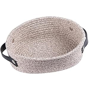LixinJu Small Basket for Organizing Small Cotton Rope Woven Storage Bins Dog Toy Bin Mini Rope Basket Small Organizer…
