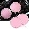 Bling Car Coasters,2.75 inch Universal Vehicle Pink Bling Cup Holder Insert Coaster Car Interior Accessories Silicone…