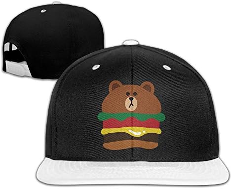 Reteone Unisex Hamburg Bear Funny Logo Cotton Snapback Hip Hop Flat Tongue Hats Adjustable Baseball Caps For Outdoor Sport One Size White