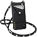 Case For iPhone X/iPhone10 | Real Black Leather Women Wallet With SILVER Hardware Phone Cover. Cross-Body Strap iPhoneX Mobile Holder for ID & Credit Cards. Carry Cell Handsfree. Sarah by Bandolier