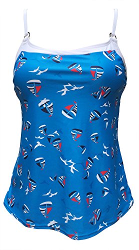 Gabrielle-Aug Women's Retro Sailor Stripe Floral Sporty Tankini Top Swimsuit(FBA) Gabrielle-Aug Women's Retro Sailor Stripe Floral Sporty Tankini Top Swimsuit(FBA)