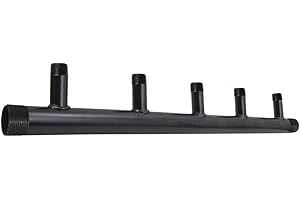 Midline Valve TI5-1434-7 Steel Manifold, 1-1/4’’ Base 5 Ports of 3/4'' 7'', Black