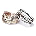 Jurxy Multilayer Leather Wrap Bracelet Silver Beaded Bohemian Braided Cuff Bangle Wristbands Wide Belt Jewelry for Women Girl - Gold and Silver