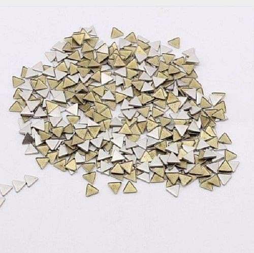 ShopForAllYou Spikes and Studs Pkg of 100 HOTFIX Triangle 1/4" (6mm) Glue-Back Studs Crafts Silver or Bronze (Silver)