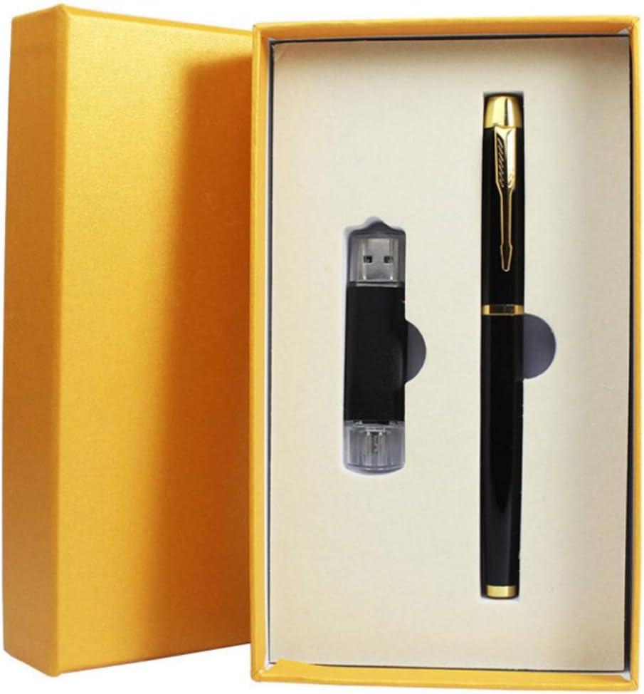 Business Gift 8gU Disk Set Mobile Phone Dual Use 16gU Disk Signature Pen Company Memorial Two-Piece Set (Color : Black, Size : 64GB)