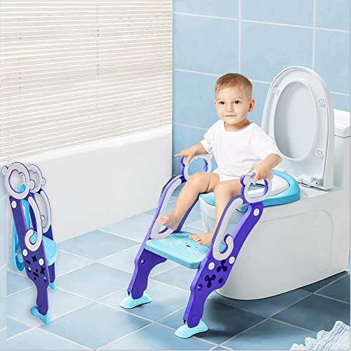 Bleu Vert Reducteur De Toilette Enfant Siege De Toilette Pour Enfant Reglable Pliable Reducteur Wc Bebe Avec Echelle Anti Derapant Siege Confortable