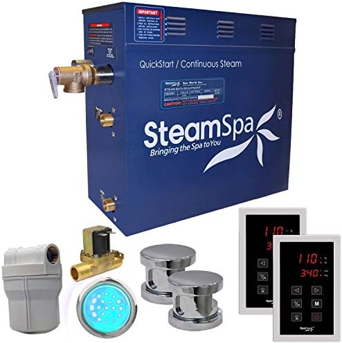 Steam Spa RYT1200CH-A Royal 12 KW Quick Start Acu-Steam Bath Generator Package with Built-In Auto Drain, Chrome