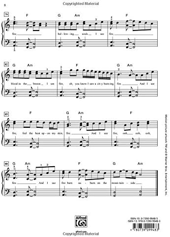 I See Fire From The Hobbit The Desolation Of Smaug Easy Piano Sheet Sheeran E Arr Coate Amazon Se Books