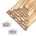 Real Clip in Hair Extensions #18/613 8 Pieces - Premium Womens Straight Double Weft Thick Remy Hair Extensions Clip in on Human Hair for Long Hair (16