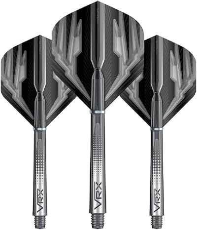 Red Dragon Dart Flight & Stems Grey 4 Sets Standard Flights 4 VRX Stems