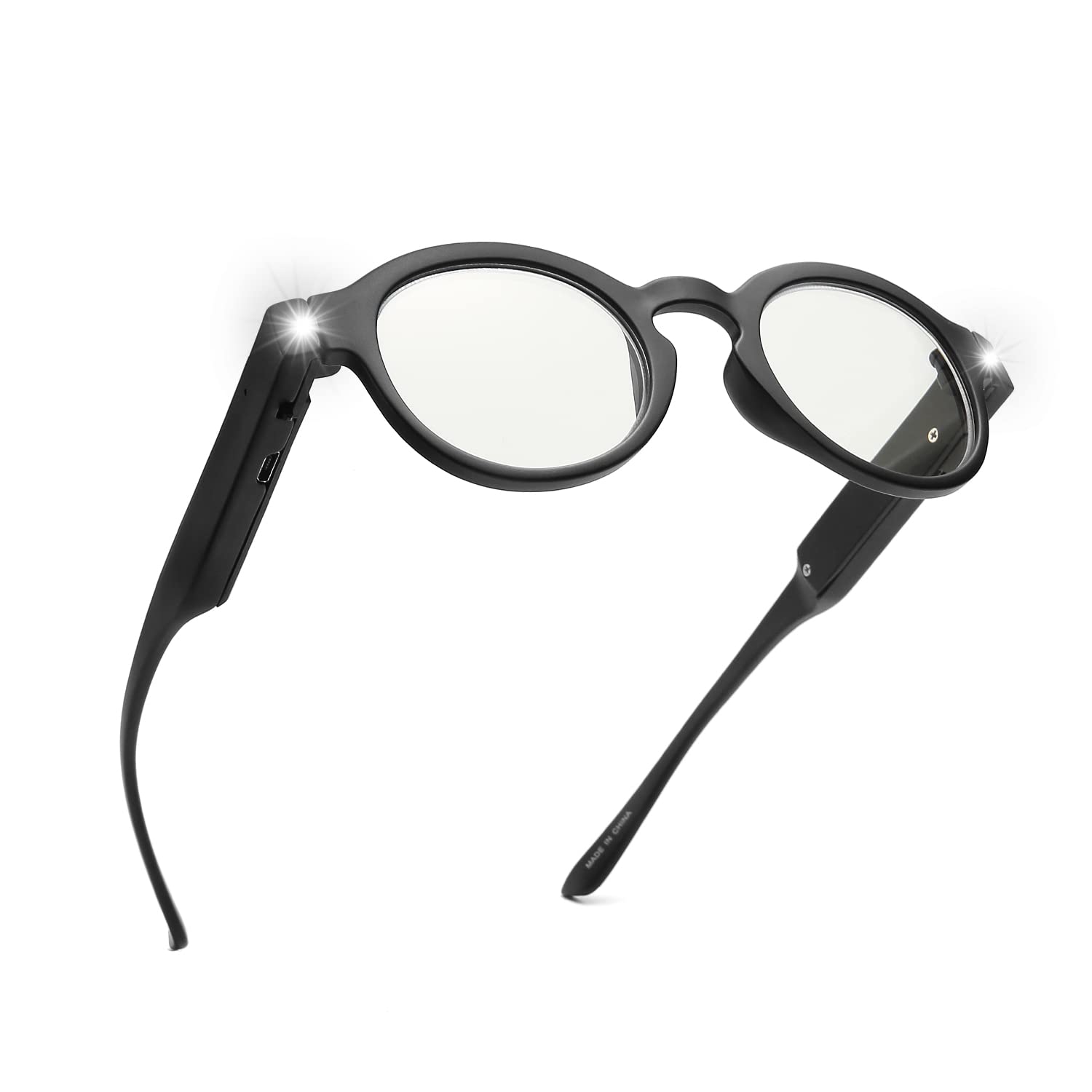 Photo 1 of OKH Reading Glasses with Light, Rechargeable LED Lighted Reading Glasses, Anti Blue Light, Bright Clear Vision (Round, 3.00)