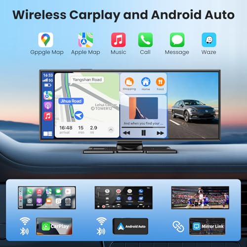 11.5" Carplay Screen for Car, Car Tablet Pro Max 2026 Car Stereo with 4K Front and 1080P Rear Camera, Car Play Screen Wireless CarPlay Android Auto Mirror Link AUX FM Bluetooth 64G SD