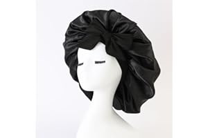 Hysgscwd Silk Bonnet for Women's Curly Hair, Double Layer Satin Bonnet with Straps, Silk Bonnet for Women, Hair Bonnet for Sl