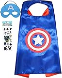 Superhero Costume and Dress up for Kids - Satin Cape and Felt Mask (Captain America)