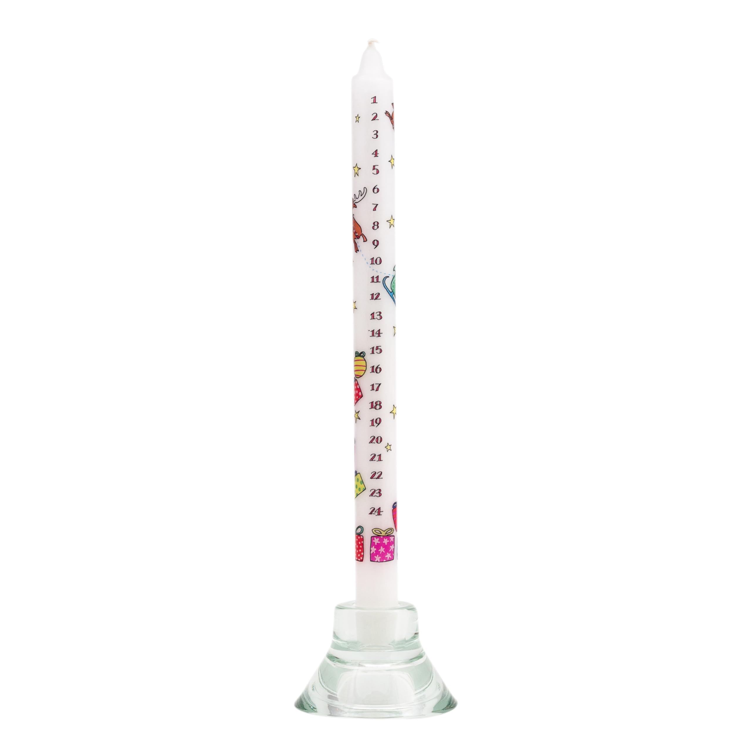 Alison Gardiner Santa’s Sleigh Advent Taper Candle – Unscented Wax Christmas Countdown Candle, 10hr Burn Time, Festive Design, Handmade in England – Table Centrepiece — image 1