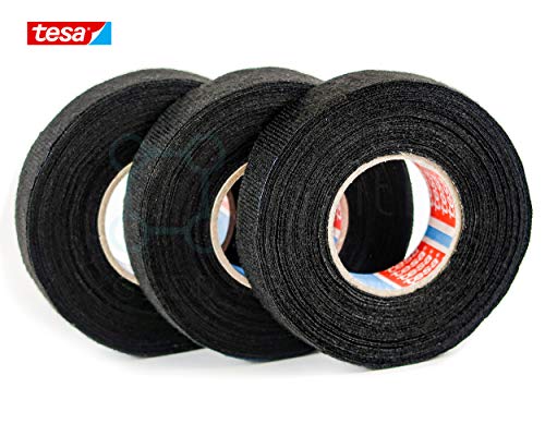 Boxiti 5 pcs Pack of Black Fuzzy Fleece Interior Wire Loom Harness Tape - PET Fleece Tape for Flexibility and Noise Damping (19mm x 15m) - fits to Mercedes Benz Audi VW Tesa 51608 - Thumbnail 2