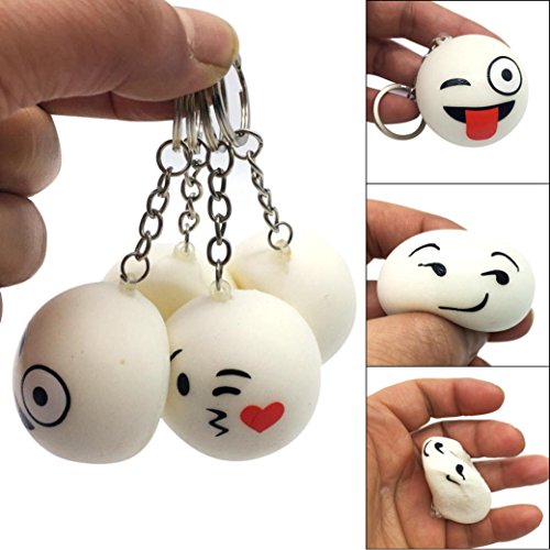 Kemilove 1PC Cute Emoji Bread Decompression Toys Slow Rising Squishies Keychain Squeeze Stress Relief Toy - Thumbnail 5