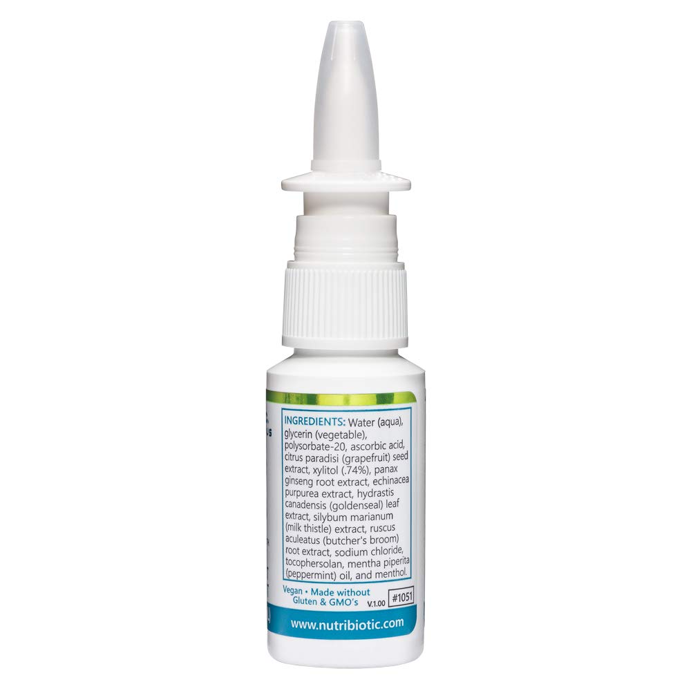NutriBiotic Nasal Spray Plus 1 Fl Oz | Nasal Lubricant Plus GSE, Xylitol & Botanical Extracts | Moisturize & Help Flush Irritants from Nasal Passages | Measured Dose Pump | Drug-Free & Non-Medicated