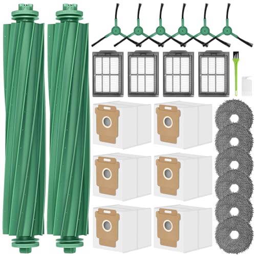 DrRobor Accessories Replacement iRobot Roomba Plus 505/405/507 Combo | 2 Main Brushes, 6 Mops, 6 Dust Bags, 4 Hepa Filters, 6 Side Brushes