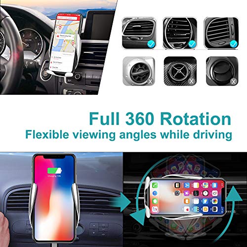 Wireless Car Charger Mount,YIVIDA 10W Qi Fast Charging Auto-Clamping Car Mount, Air Vent Car Phone Holder & QC3.1 Car Charger Compatible with iPhone X/Xs MAX/XS/XR/X/8/8+,Samsung S10/S10+/S9/S9+/S8