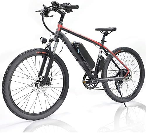 petreill 26 Inch 350W Electric Adult Mountain Bicycle 7 Speeds E-Bike 48V 10.4Ah Removable Waterproof Lithium Battery Assisted Electric Bike with Smart Multi Function LED Dashboard