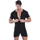 Landofgenie Mens Short Sleeve Onesie Bodysuit Henley Jumpsuit One Piece Pajamas Rompers
