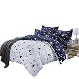 Kids Cotton Blend Star Twin Size Bedding Sheets Set Bed Pillowcase Bedding Duvet Cover Set, Without Comforter. (1 Quilt Cover, 1 Flat Sheet, 1 Pillowcase)