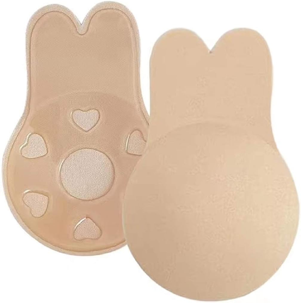 JIANG Strapless Push Up Bra Backless Invisible Adhesive Bras,Washable Rabbit Ear Breast Lift Up