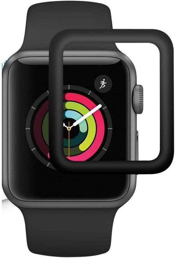 BLAST INN iWatch 38 mm, 3D Full Coverage, Glue Anti-Scratch, High Definition Tempered Glass Screen Protector for Apple Watch 38 mm Series 3/2/1 (Black)