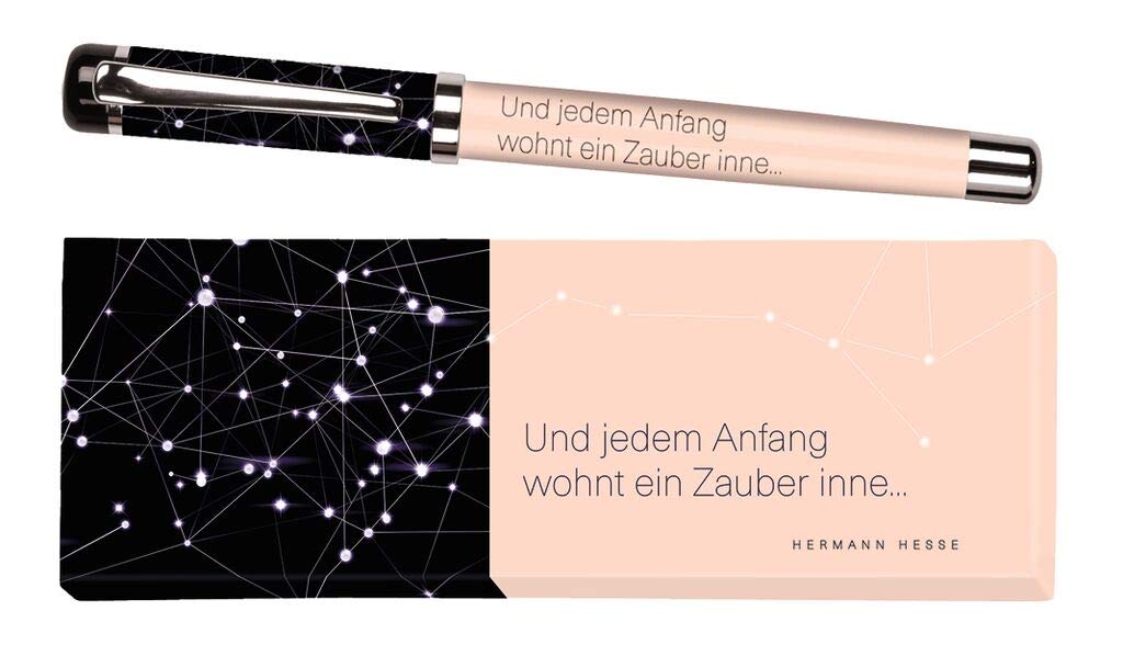 moses. libri_x Hermann Hesse Rollerball Pen, Metal Pen with Blue Refill, Printed with Quote by Hermann Hesse, in a Gift Box, Pack of 1