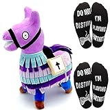 ALLYK Pack: Llama Plush Stuffed Toy 7.9inch in Height +2 Pairs Funny 100% Cotton Socks Great Gift for Gamers Lovers