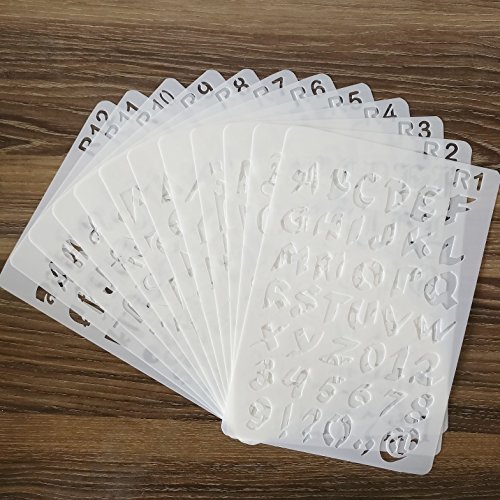 Onest 12 Pack Letter and Number Stencils Alphabet Stencil for Bullet Journal Supplies Scrapbooking Painting Drawing Craft -7×10 inch - Thumbnail 2