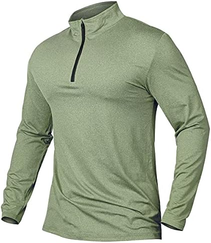 MANSDOUR Men's Quick-Dry Active Sports Shirts Quarter Zip Long