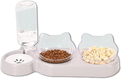 Speedy Panther 3-in-1 Cat Food and Water Bowl Set with Stand