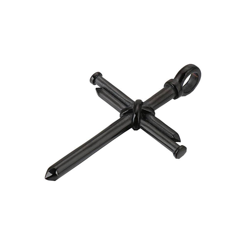 HIJONES Unisex's Stainless Steel Punk Black Cross Pendant Polished with O Chain