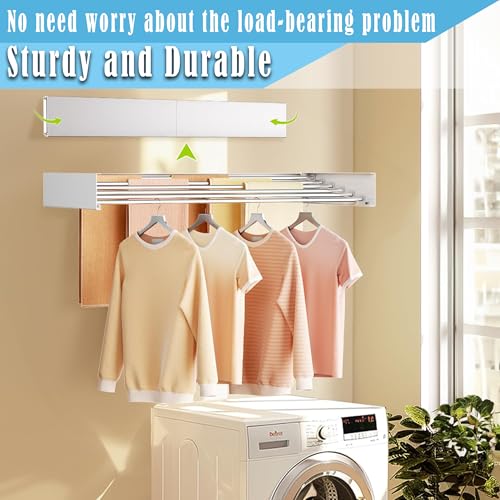 lfetav Wall Mounted Drying Rack,Collapsible Drying Racks for Laundry, Wall Mounted Clothes Rack (White, 100cm)