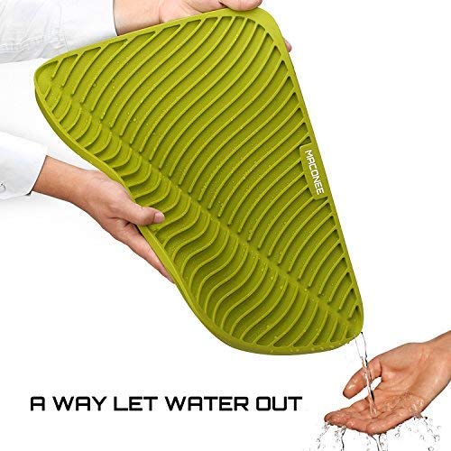 Silicone Drying Mat | MACONEE Dish Drying Mat For Kitchen, Thick Counter Mat With Deep Grooves, Dry Faster & Easy Letting The Water Out, Extra Thickness, Green - Thumbnail 3