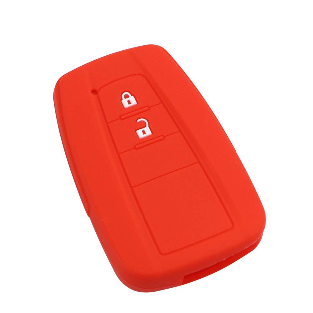 Happyit Silicone Car Key Case Cover for Toyota CHR C-HR Camry Prius Prado 2 Button Keyless Smart Key (Red)